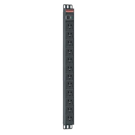 Maruson Power Strip, Rack Mounted, 5-15R, 10 ft. PDU-V1512